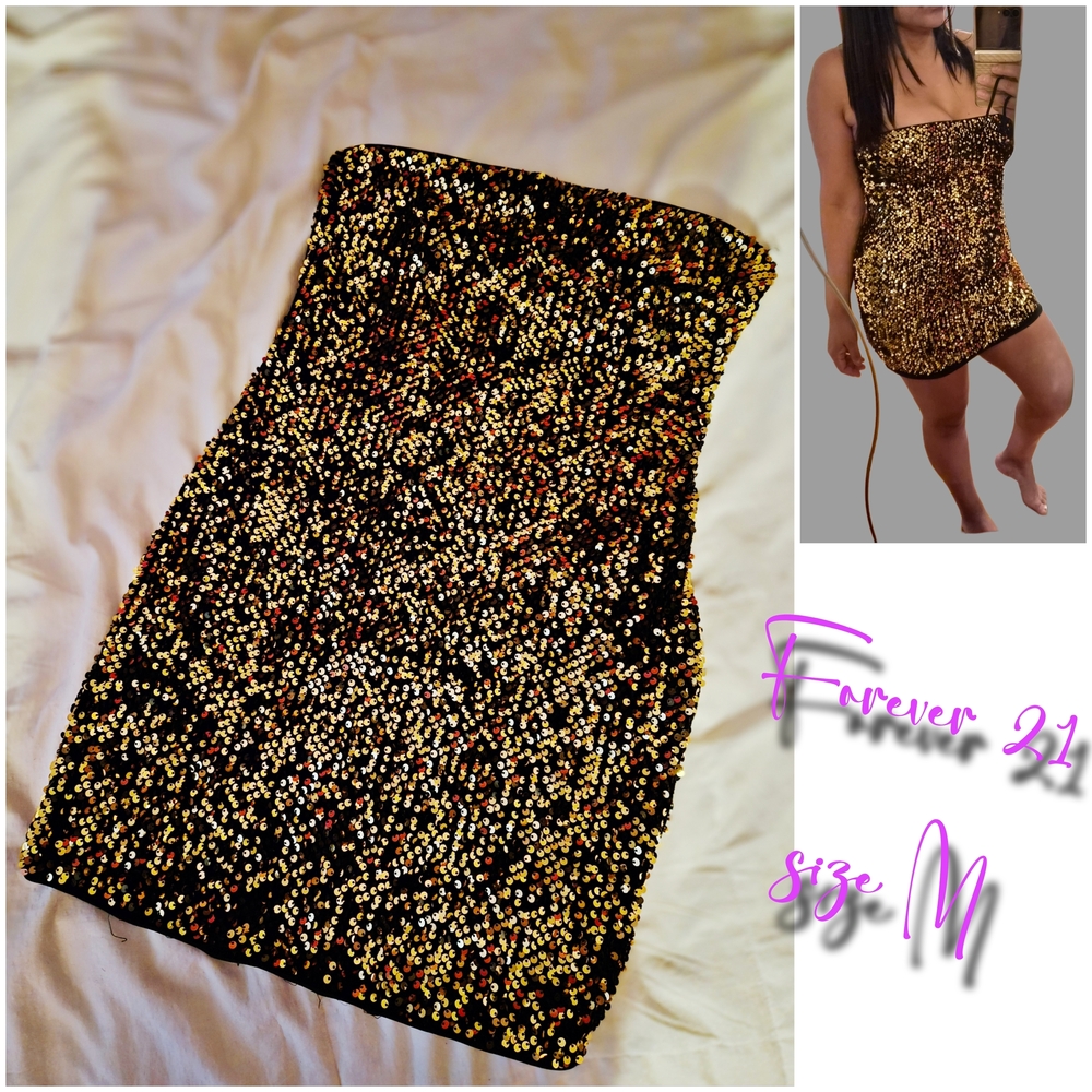 Forever 21 Black and Gold Sequin Dress